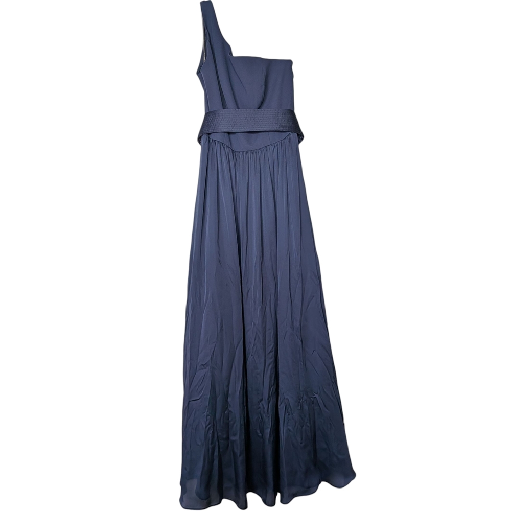 Vera Wang White One Shoulder Gown Formal Dress Marine‎ Navy Blue Size 2 Pockets